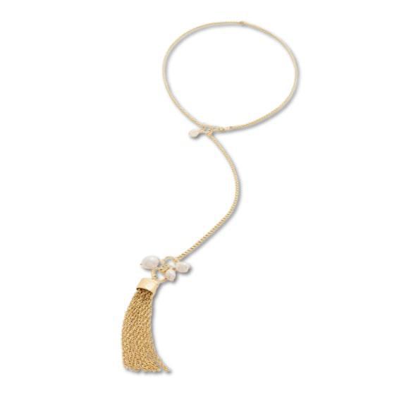 Tassel Convertible Pearl Lariat Necklace
